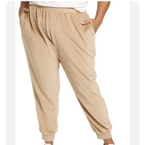 Abound Women's Velour Joggers Size 3X Plus Size Sweat Pants Camel Tan Bottoms